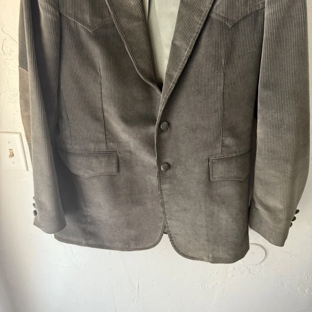 Vintage 70s Levi's Western Wear Corduroy Sport Coat Jacket Gray Mens 42L‎ Cowboy